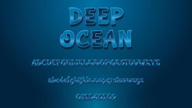 Futuristic Abstract Gradient Dark Blue Deep Ocean Fully Editable Text Effect Design vector