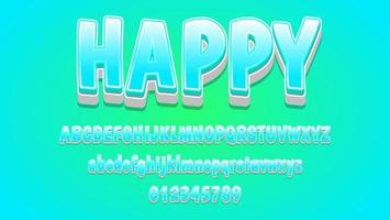 Graphic Style Font Effect, Modern Gradient Word Happy Text Effect Design Template vector