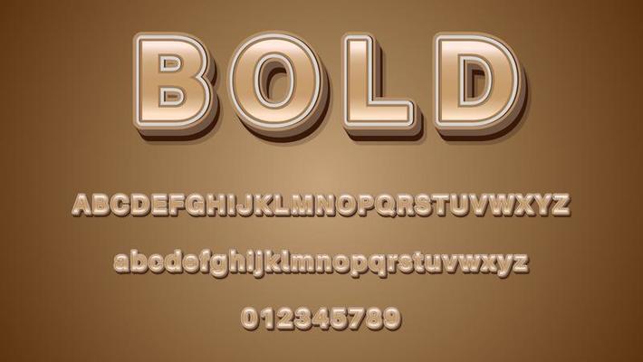 Graphic Style Effect, Minimal 3d Brown Bold Text Effect Design Template