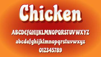 Plantilla de diseño de efecto de texto completamente editable de palabra de pollo colorido 3d vector