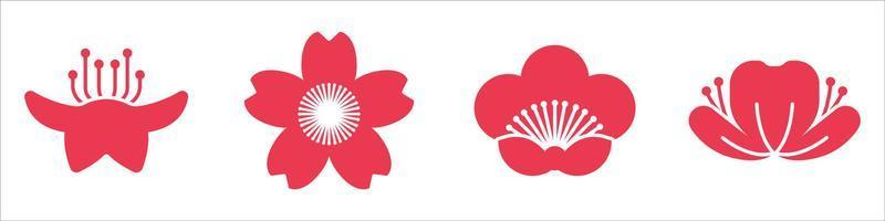 Cherry blossom icons vector