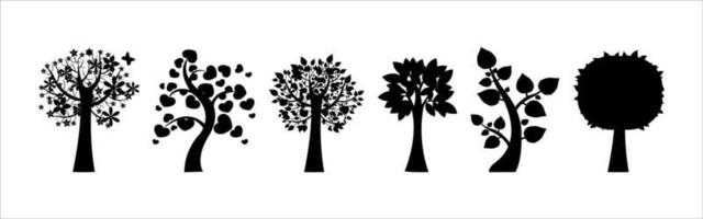 colección de silueta de árbol vector