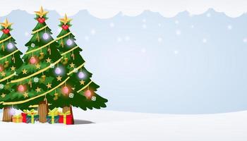 christmas background with christmas tree and copy space area vector