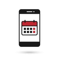 icono de diseño plano de teléfono móvil con icono de calendario vector