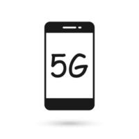 Mobile phone flat design icon with 5g communication technology symbol vector