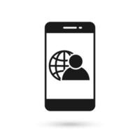 Mobile phone flat design with Network administrator icon.