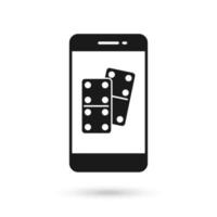 Mobile phone flat design with domino dice icon. vector