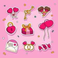 Cute Love Sticker in Various Object vector