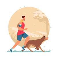 Man Running With His Dog vector