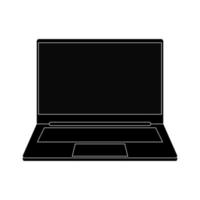 Laptop icon. Thin frame notebook or ultrabook. Simple flat symbol of laptop computer. Perfect black pictogram icon with empty monitor. Glyph computer symbol vector