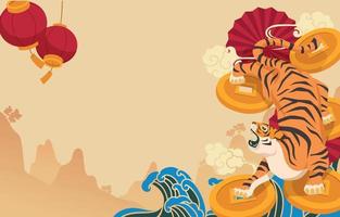 Chinese New Year Background With Tiger