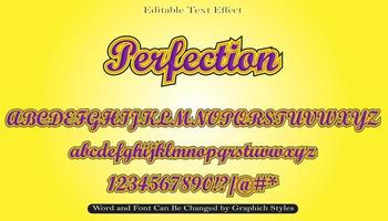 efecto de texto de estilo de letra cursiva de perfección editable vector