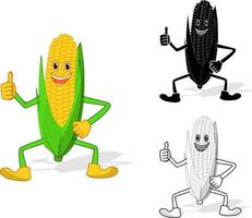 dibujos animados de maíz, imágenes prediseñadas, con tres estilos de diseño, bueno para productos comerciales, multivitamínico, comida saludable vector