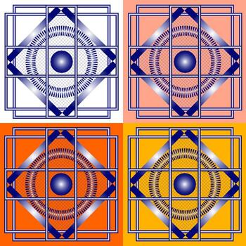 beautiful texture tile with geometry style in four color tones vector