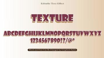 editable 3d texture with full set alphabet text effect vector