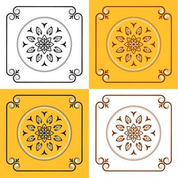 beautiful texture tile with lotus pattern in two color tones by vector