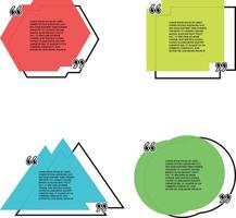 Quote frames template with 4 geometric pattern in different color by vector