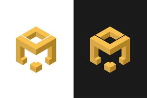 Elemento de diseño de logotipo letra m, estilo moderno con forma 3d vector