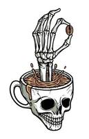mejor ilustración de vector de cráneo de café