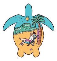 Beach in turtle shape illustration vector
