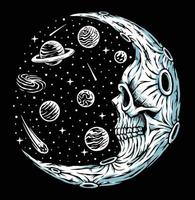 Skull moon horror vector illustration