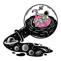 astronautas que se relajan con la ilustración del globo de la piscina