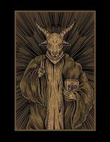 Ilustración dios baphomet con estilo de grabado vector