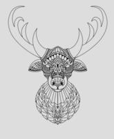 Illustration vector deer head for coloring book