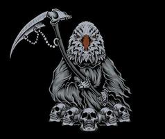 ilustración, águila, ángel de la muerte, con, vendimia, cráneo