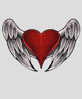 Illustration vector red heart wings