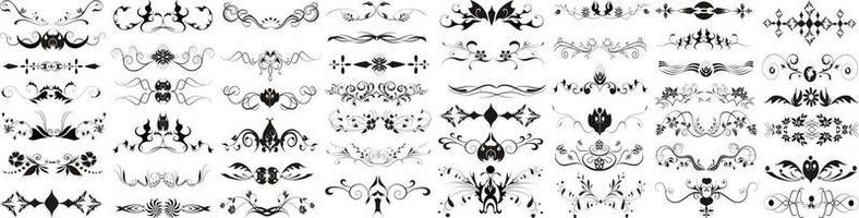 Decorative Floral Design Elements,Floral decorative elements, Hand Drawn Banners, Leaves,Flowers, Branches and Swirls vector