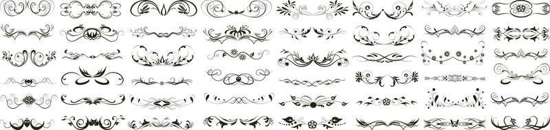 Decorative Floral Design Elements,Floral decorative elements, Hand Drawn Banners, Leaves,Flowers, Branches and Swirls vector