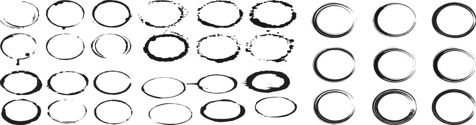 Vector set of grunge circle brush strokes. Set, Vector set of grunge circle brush strokes, Grunge circles,  black grunge circles shapes