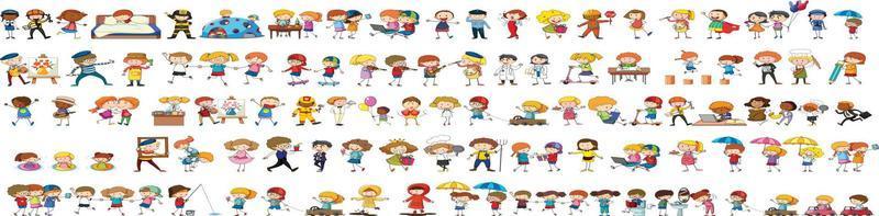 Set of kids children teenagers characters in different poses, Cartoon kids, Boys character creation set. vector