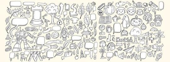 set of doodle icon.Hand drawn business elements, MEGA set of doodles of Back to school,