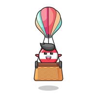 austria flag mascot riding a hot air balloon vector