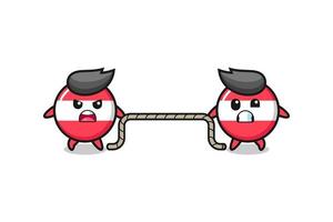 cute austria flag character is playing tug of war game vector