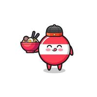 austria flag as Chinese chef mascot holding a noodle bowl vector