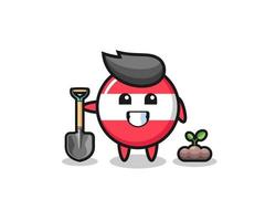 cute austria flag cartoon is planting a tree seed vector