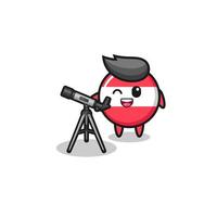 austria flag astronomer mascot with a modern telescope vector