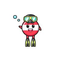 the austria flag diver cartoon character vector