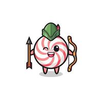 swirl lollipop cartoon as medieval archer mascot vector