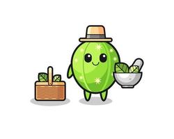 herbolario de cactus de dibujos animados lindo vector