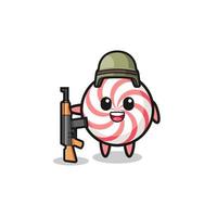 cute swirl lollipop mascot as a soldier vector