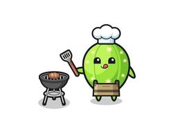 cactus barbeque chef with a grill vector