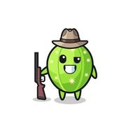 cactus hunter mascot holding a gun vector