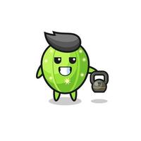 cactus mascot lifting kettlebell in the gym vector