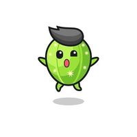 cactus character is jumping gesture vector