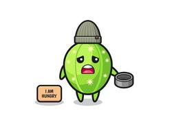 cute cactus beggar cartoon character vector