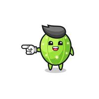 cactus cartoon with pointing left gesture vector